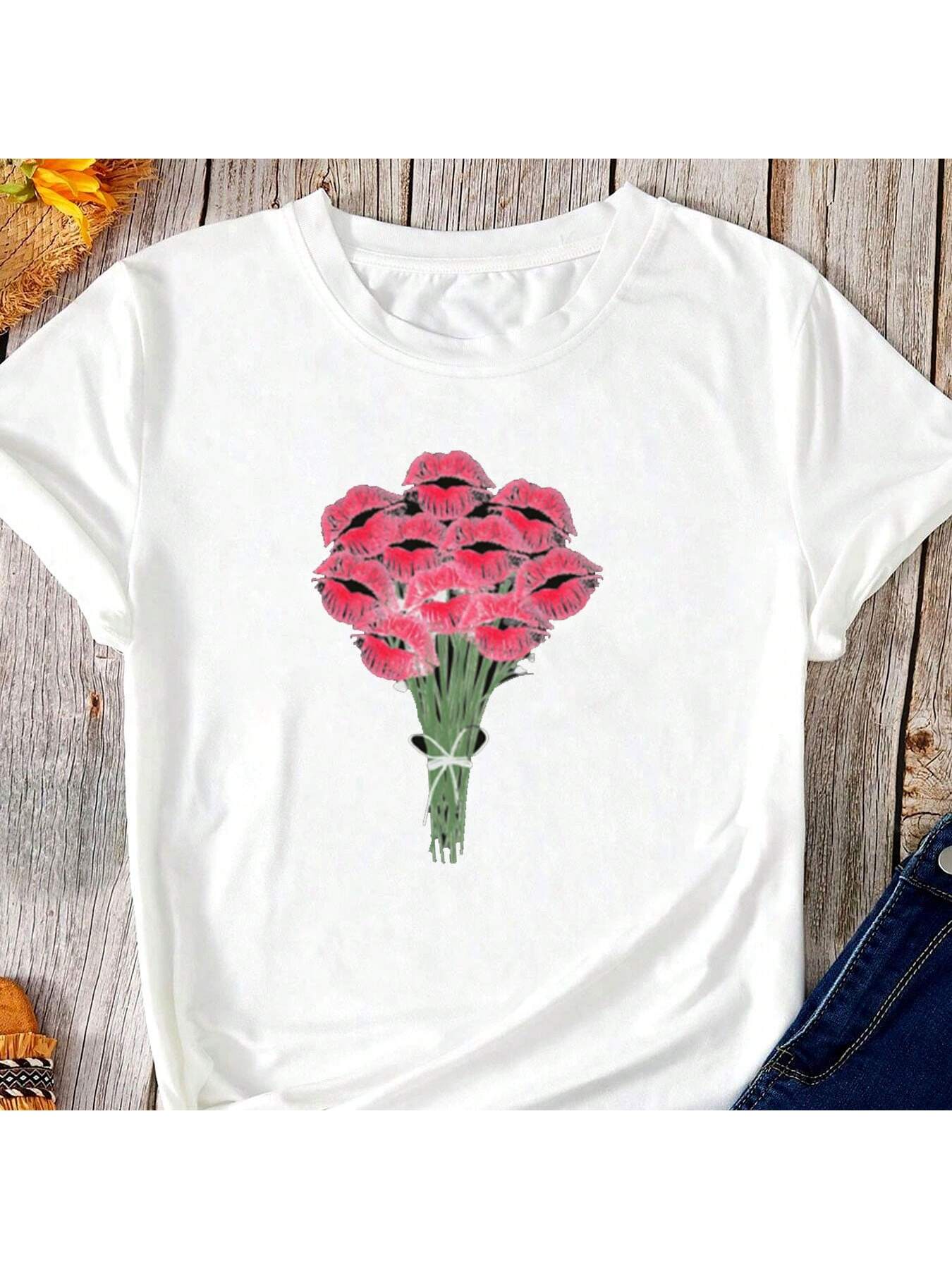 Get ready to bloom in style with our Unisex Valentine's Day Floral Print Tee! Made from cozy cotton, this round neck shirt is perfect for all seasons. Embrace your inner flower child and make a statement with this versatile and trendy tee (sure to make your Valentine's Day memorable)!