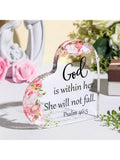 Elevate your desk decor with this charming acrylic plaque boasting a motivational Christian message. Perfect for women, it serves as a daily reminder to stay inspired and positive. (Faithfully stylish addition to your workspace!)