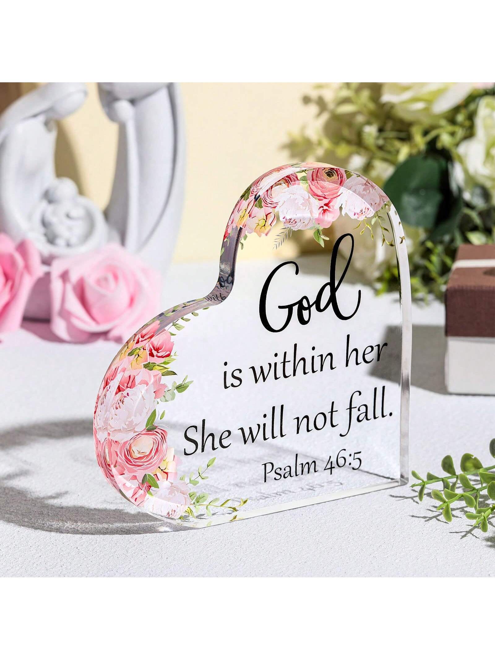 Elevate your desk decor with this charming acrylic plaque boasting a motivational Christian message. Perfect for women, it serves as a daily reminder to stay inspired and positive. (Faithfully stylish addition to your workspace!)
