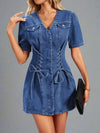 Lace-Up Front Denim Dress: Rock Your Style with this Trendy Denim Dress!