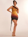 Love is in the air, and this bodycon dress is the perfect outfit for Valentine's Day! With its unique asymmetrical cutouts and sunset color dye, you'll be sure to turn heads. Get ready to steal hearts and make a statement in this flirty and fun dress.