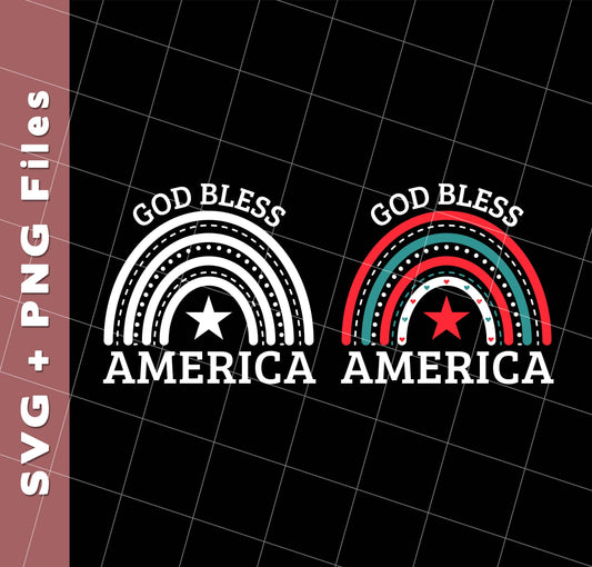 God Bless America, Rainbow American, Retro Rainbow, Svg Files, Png Sublimation