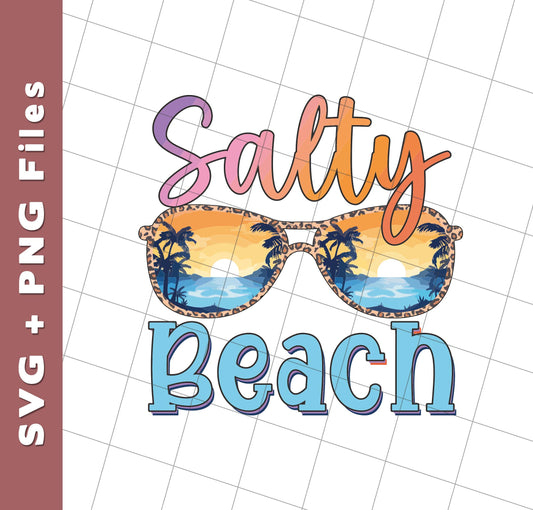 Salty Beach, Summer Vacation, Sunglasses With Sea, Svg Files, Png Sublimation