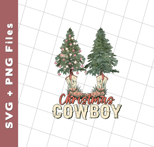 Christmas Tree, Christmas Cowboy, Cowboy, Merry Christmas, Svg Files, Png Sublimation