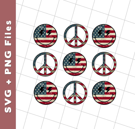 Peace American, Smiley Emotion, Smile America, Peace Smile, Svg Files, Png Sublimation