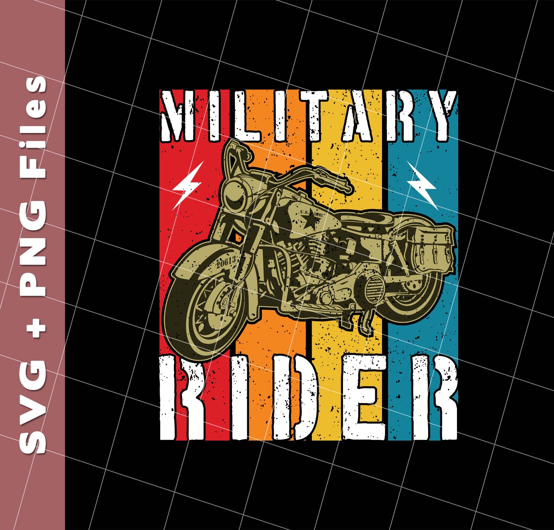 Military Rider, Motorbike, Retro Rider, Vintage Biker, Svg Files, Png Sublimation