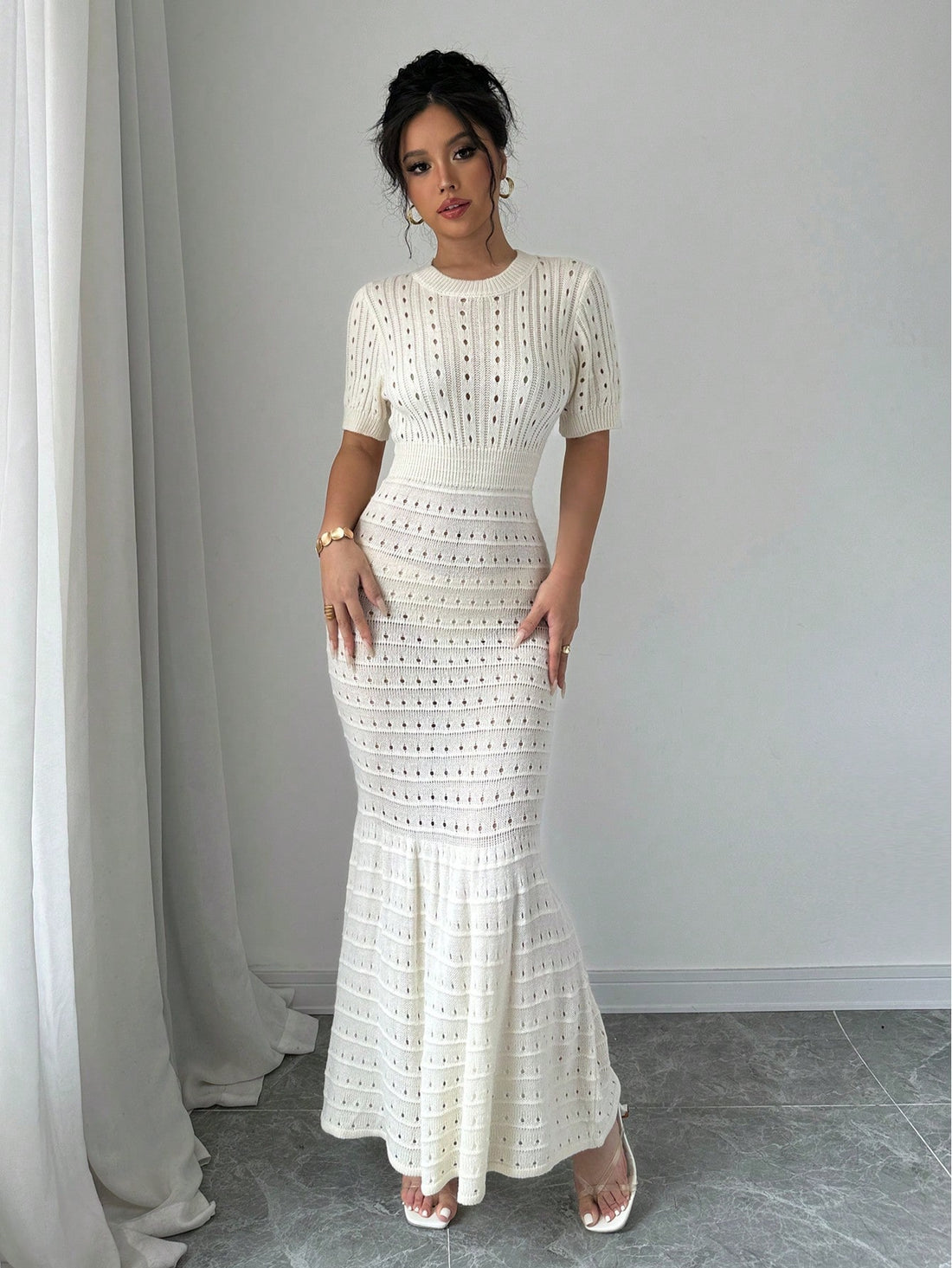 This French fashion short sleeve fishtail dress from Versatile Chic is both stylish and practical. Made with high-quality materials, this dress can easily be dressed up or down for any occasion. Its unique fishtail design adds flare while the short sleeves provide comfort and versatility. Stay fashionable with ease in this must-have dress.