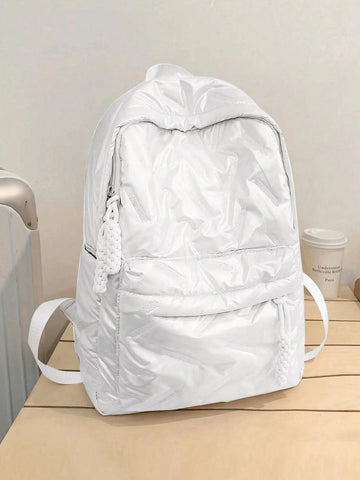 This versatile college-style backpack combines a sleek solid color with a fun rhombic pattern, making it perfect for school or weekend adventures. With its large capacity and multiple pockets, you can easily stash your books, gadgets, and snacks while staying organized. Ready to carry your day with style and a splash of personality!