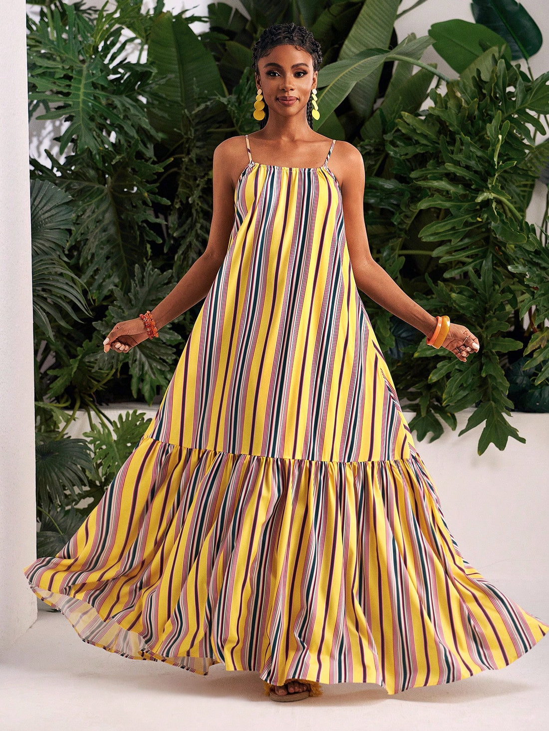 Upgrade your summer wardrobe with our versatile sundress! Featuring a playful striped design and flowy A-line silhouette, this dress is perfect for beach vacations and beyond. The adjustable spaghetti straps ensure a comfortable fit, making it a must-have for any summer adventure. Get ready to turn heads with this unique and stylish dress!