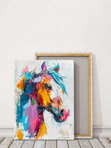Spruce up your space with this vibrant abstract horse portrait canvas art. With colorful brushstrokes, this piece will add energy and life to any room. (Note: No frame included.)