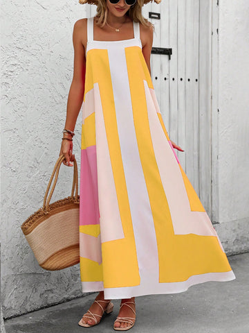 Upgrade your vacation style with our Vibrant Color Block Maxi Dress! Stand out on the beach with this playful and eye-catching dress. Perfect for any beach adventure, this dress is as comfortable as it is stylish. Make a statement and turn heads on your next vacation!