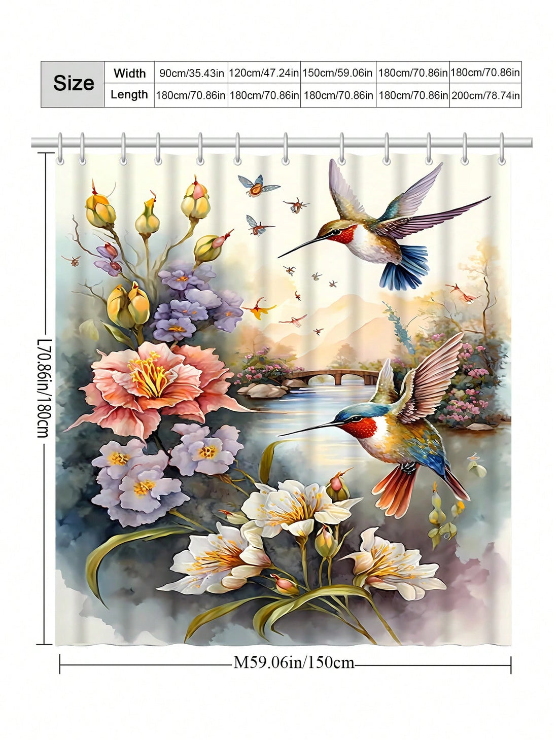 Add a pop of color to your bathroom with our Vibrant Hummingbird Shower Curtain. Not only does it bring style to your decor, but its waterproof material and mildew resistance make it a practical choice. Get ready to shower in style!