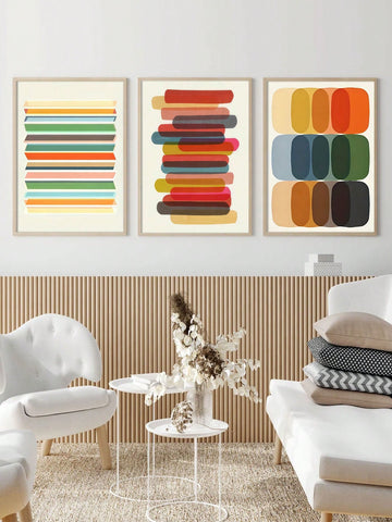 Add a pop of color and style to your home decor with our Vibrant Modern Geometry: 3-Piece Canvas Art Set. Featuring bold and eye-catching geometric designs, this set is perfect for adding a modern touch to any room. With high-quality canvas and beautiful colors, this set is sure to impress.