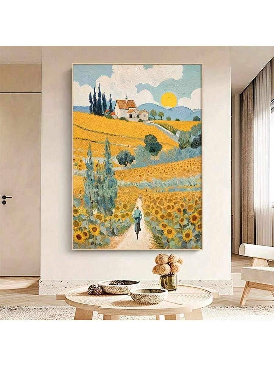Brighten your space with this playful canvas art that captures Monet’s vibrant spirit. Featuring a charming sunflower and cottage landscape, it adds a splash of joyful color and whimsical charm to any modern home. Perfect for sparking smiles and inviting warmth into your décor!