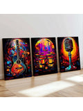 Add a pop of color and personality to your home decor with our Vibrant Neon Musical Instruments Canvas Art set. Featuring a fun and quirky design, this 3-piece set will bring a playful touch to any room. Unframed for a modern and stylish look. Rock on!