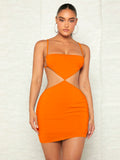 Add a pop of color to your wardrobe with our vibrant neon orange crisscross backless bodycon dress. Featuring a daring slit hem and sexy crisscross back detail, this dress is perfect for making a bold statement. Show off your curves and confidence in this unique and eye-catching piece!