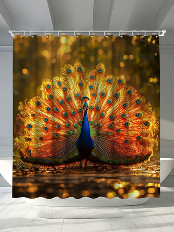 Add a touch of whimsy to your bathroom with our vibrant peacock feather shower curtain! This waterproof curtain is also mildew resistant, ensuring long-lasting use. Plus, the included hooks and grommets make for easy installation. Make a splash with this colorful and functional addition!