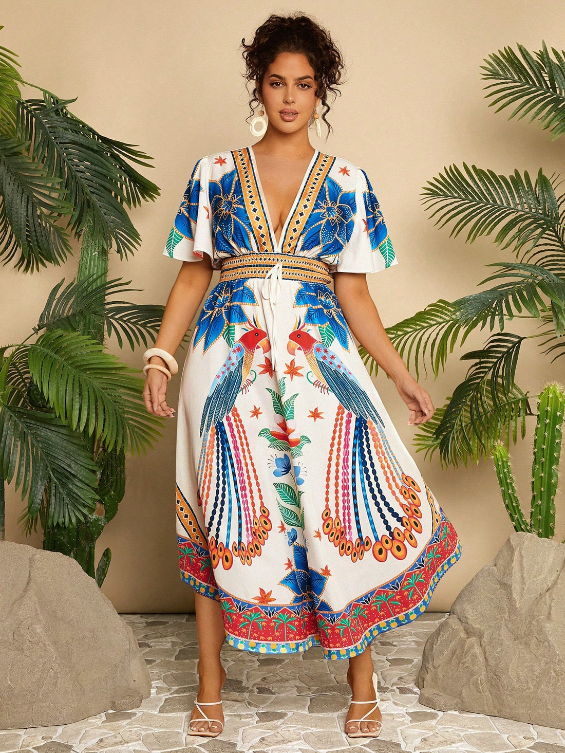 Bring tropical vibes to your summer wardrobe with this vibrant plus size beach dress featuring a lively parrot print. Designed for comfort and style, it’s perfect for sunny days by the shore or casual outings. Lightweight and breezy, this dress lets you embrace effortless, playful elegance wherever you go.
