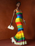 Step into the spotlight with this Vibrant Rainbow Stripe Maxi Dress, perfect for music festivals, beach days, and graduation celebrations. Its lively colors and flowing silhouette keep you comfortable and stylish all day long. Whether you're dancing under the sun or celebrating milestones, this dress adds a playful pop to every moment.