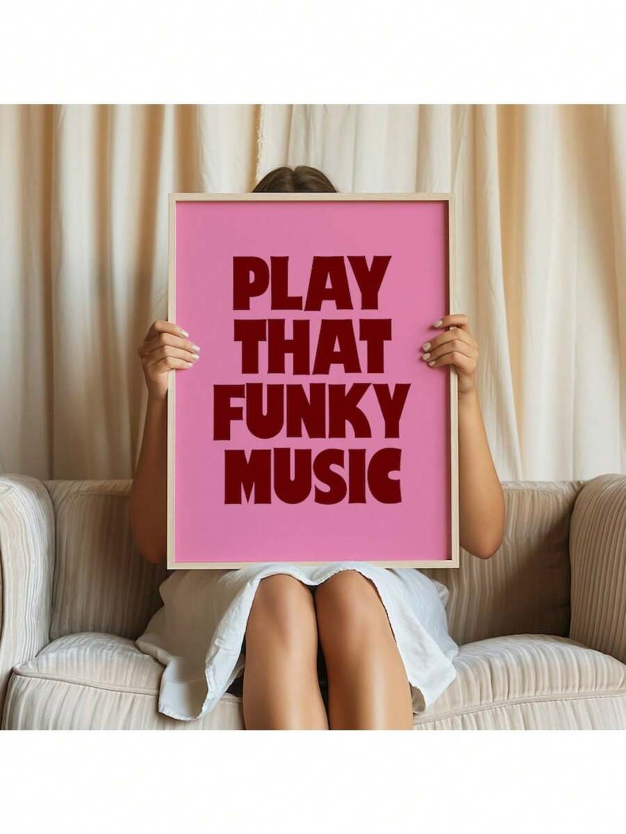 Play That Funky Music pink retro typography canvas wall art