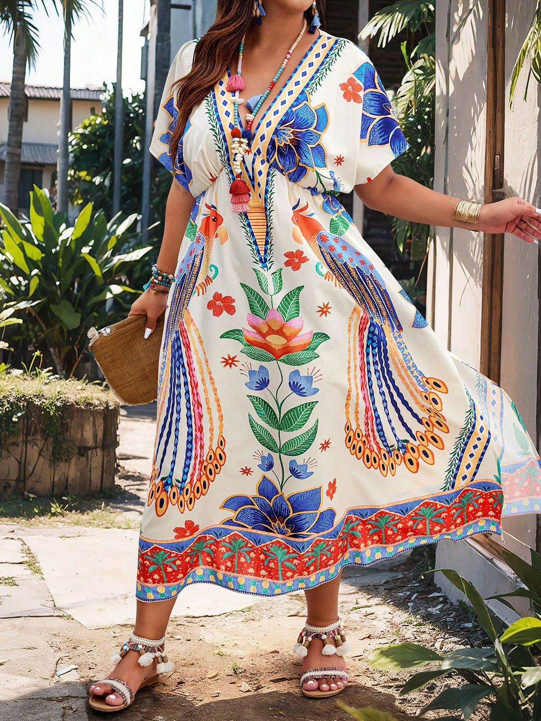 Get ready to be the life of the party with our Vibrant Summer Plus Size V-Neck Maxi Dress! With its bold colors, flattering v-neckline, and stylish batwing sleeves, this dress is sure to turn heads. Perfect for any summer occasion, this dress will make you feel confident and comfortable all day (and night) long.