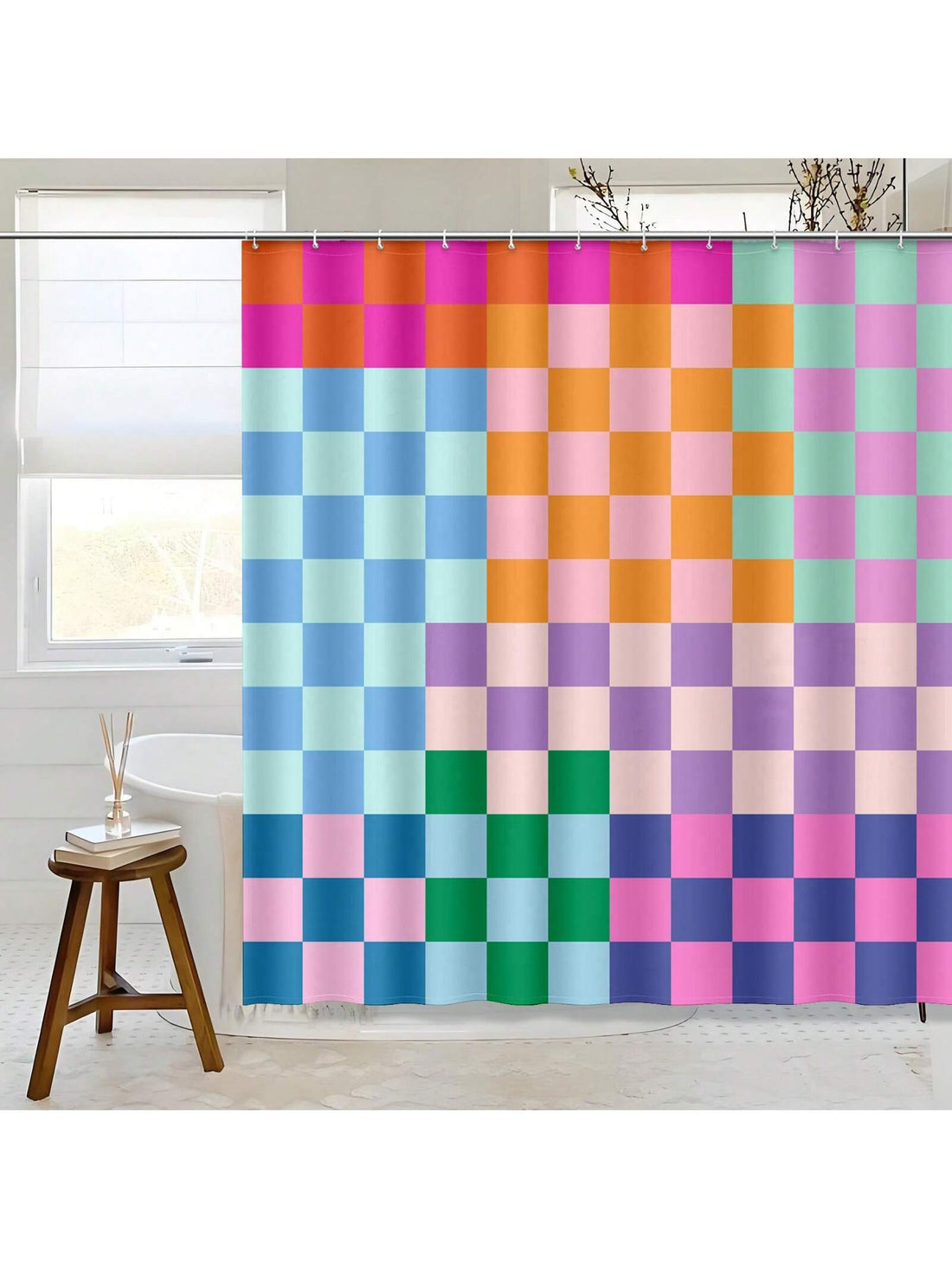 Transform your boring bathroom into a fun and playful tropical oasis with our Vibrant Tropical Animal Checkered Shower Curtain! Featuring a waterproof design, this stylish bathroom decor will keep your floors dry while adding a touch of quirkiness to your space. Upgrade your shower game now!