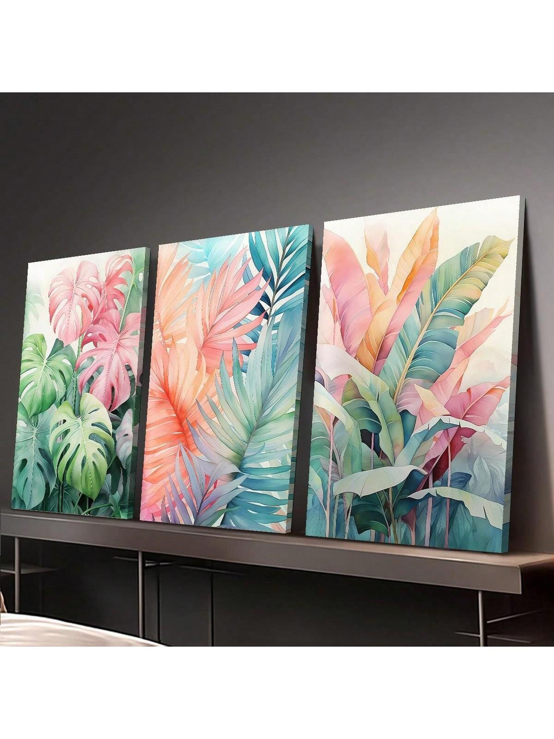 Transform your space with this playful 3-piece tropical leaf canvas set! These vibrant watercolor prints bring the lush energy of the tropics right to your walls. Perfect for adding a splash of boho chic style to any modern living area, bedroom, or office. Each piece works beautifully together or can make a statement on its own!