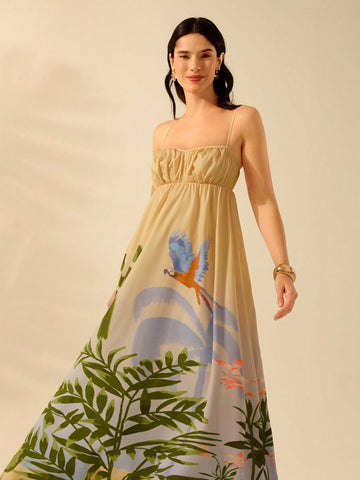 Introducing the Vibrant Tropical Paradise: Women's Boho Sleeveless Umbrella Dress! Feel the playful and carefree vibes with this vibrant dress. Its unique design and sleeveless style make it perfect for a tropical paradise getaway. Bring out your inner boho with this must-have dress!