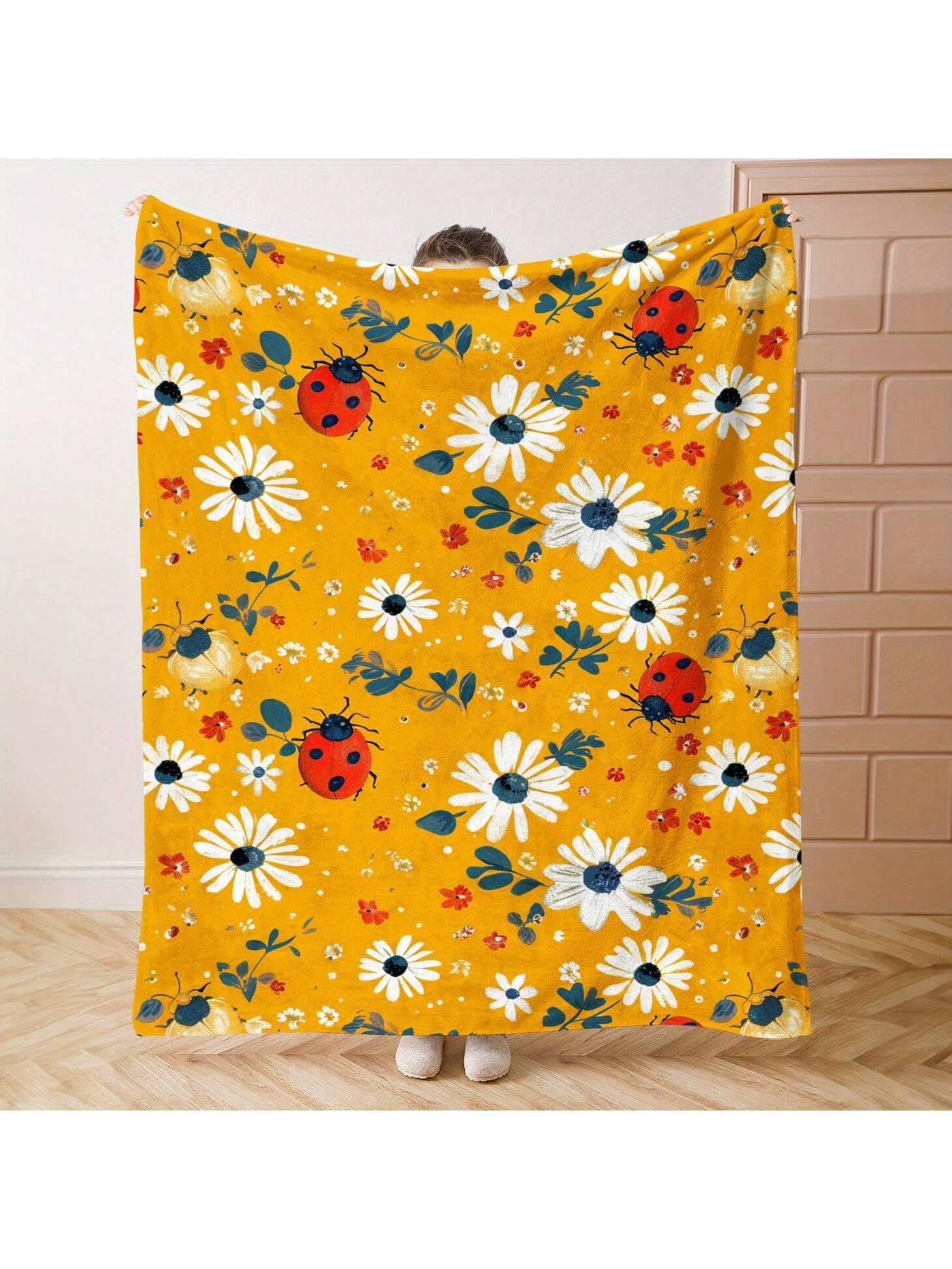 Wrap yourself in sunshine with this Vibrant Yellow Ladybug Flower Print Flannel Blanket! Soft and cozy, it’s perfect for snuggling on the bed, sofa, or even outdoors on your next adventure. Whether you’re camping under the stars or taking a chilly travel trip, this playful throw brightens any moment while keeping you warm all year round.