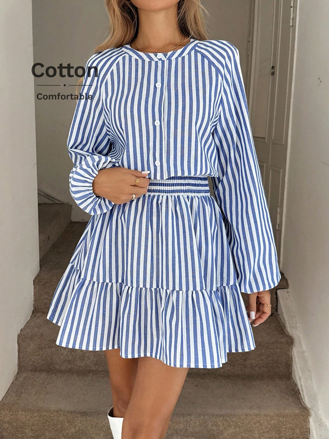 Step into timeless style with this charming vintage-inspired maxi dress that effortlessly blends nostalgia with modern comfort. Crafted from soft cotton, the classic striped pattern pairs beautifully with a playful ruffled hem and delicate button details that add personality to every wear. Perfect for casual outings, weekend adventures, or relaxed gatherings, this dress moves with you while keeping you looking effortlessly put-together. Whether you're channeling retro vibes or just craving that cozy, vintag