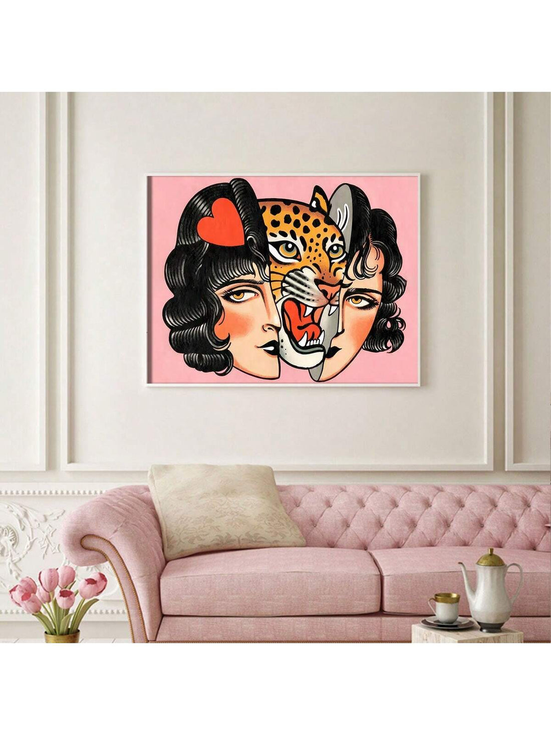 Unleash your inner rebel with this vintage-inspired "Love Is Evil Tiger" canvas print. Perfect for adding a touch of quirky charm to any space, this frameless wall decor is a statement piece that will bring a unique and playful vibe to your home or office. Embrace your wild side and make a bold statement with this one-of-a-kind art print.