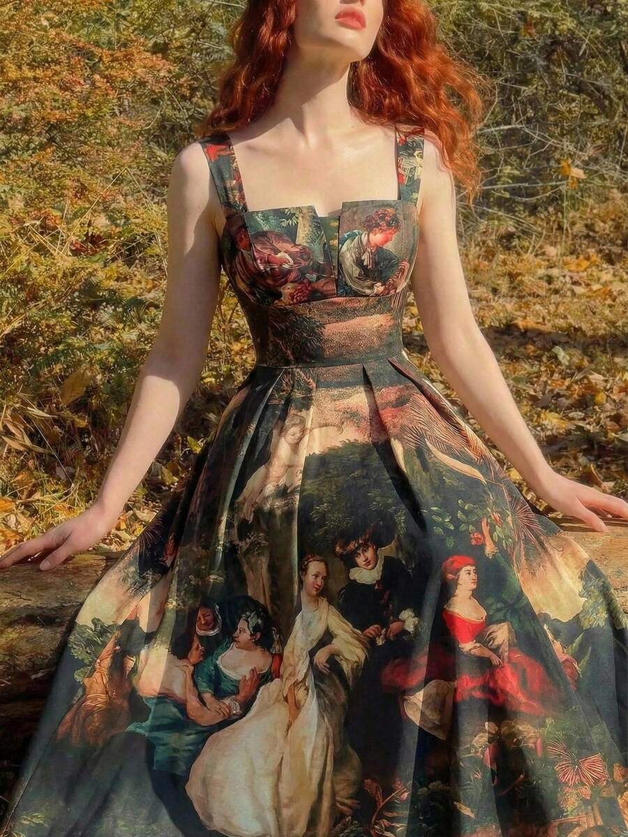 Vintage-Inspired Mid-Length Dress for Women - Perfect for Spring & Summer Outings