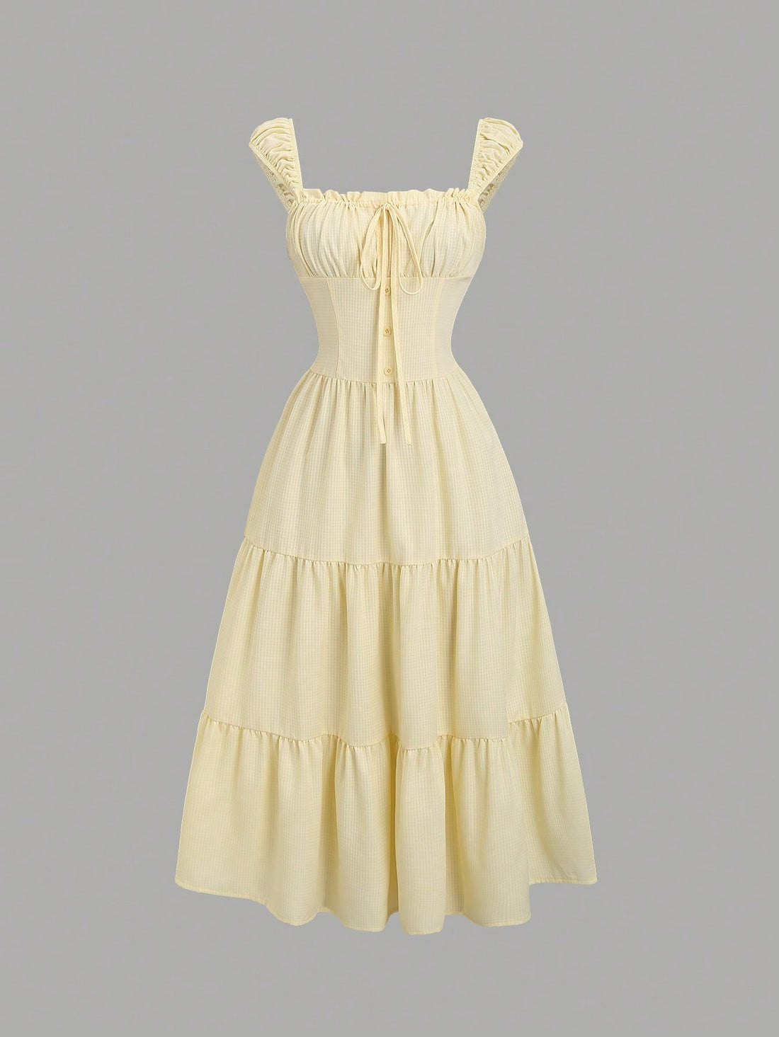 Step into timeless charm with this vintage-inspired plaid dress, featuring a playful ruffle hem and a chic square collar. Its minimalist design brings elegance with a fun twist, perfect for women who love classic style with a fresh, flirty edge. Whether for brunch or a casual day out, this dress adds a dash of whimsy to your wardrobe.