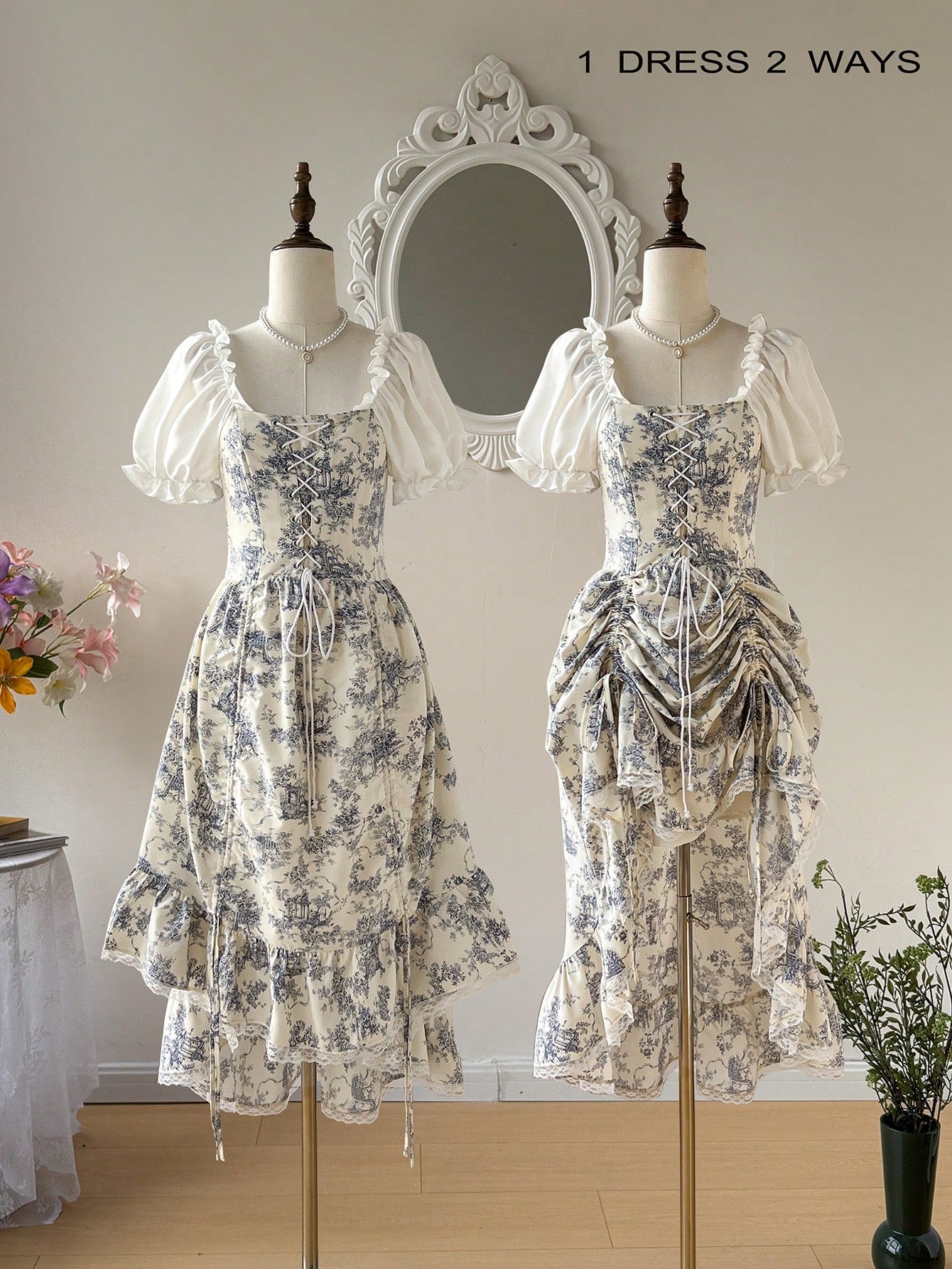 Step into timeless charm with this vintage-inspired mini dress featuring playful puff sleeves and a versatile convertible design. The knotted waist adds a flirty touch while flattering your silhouette, making it perfect for day-to-night adventures. Lightweight and fun, this dress lets you express your unique style with ease and grace.
