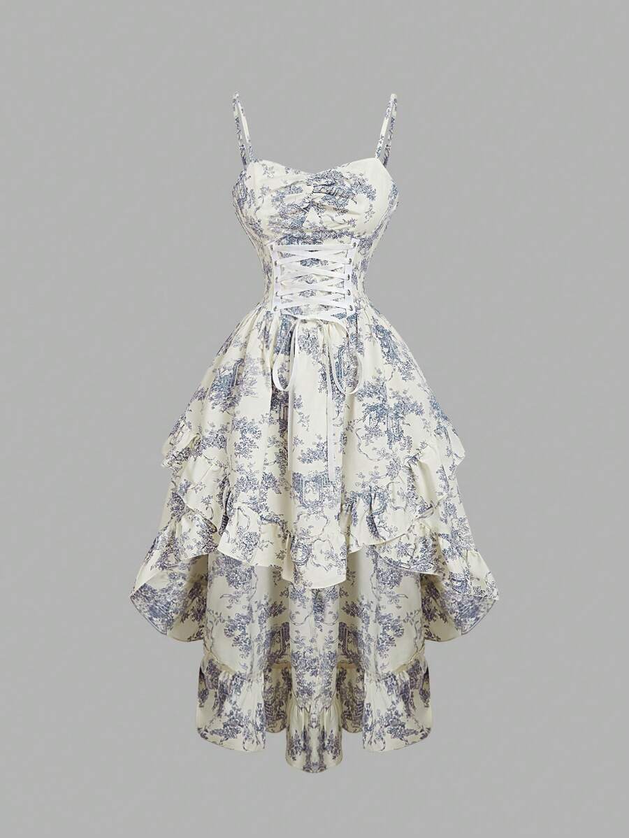 Embrace timeless elegance with this vintage-inspired sweetheart neckline dress, designed for your most memorable moments. Featuring delicate ruffle edges and graceful tiered layers, this midi dress combines romantic charm with modern sophistication. The fitted silhouette flatters your figure while the high waist creates a flattering line. Spaghetti straps and a backless design offer a touch of allure, perfect for graduation ceremonies, summer tea parties, and special occasions. 