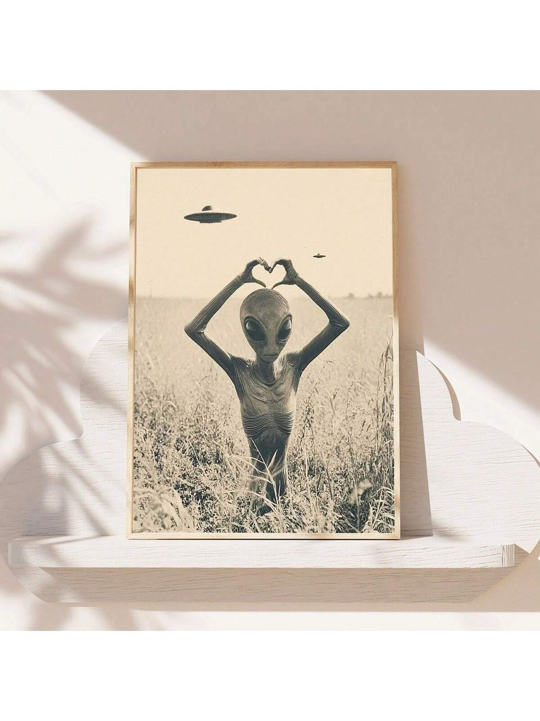 Transform your space into an intergalactic wonderland with this eye-catching vintage alien canvas art. Featuring retro-inspired extraterrestrial imagery that captures the golden age of UFO fascination, this mural brings quirky charm and nostalgic vibes to any room. Whether you're a devoted sci-fi enthusiast, conspiracy theorist, or simply love all things cosmic, this conversation-starting piece adds personality and intrigue to your walls. Perfect for bedrooms, game rooms, or anywhere you want to inject some