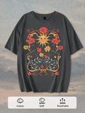 Introducing the Vintage Bohemian Sunflower Graphic Tee, the perfect addition to your summer wardrobe. Made with soft and lightweight fabric, this tee features a beautiful sunflower graphic that evokes effortless summer style. A must-have for any bohemian fashion lover.
