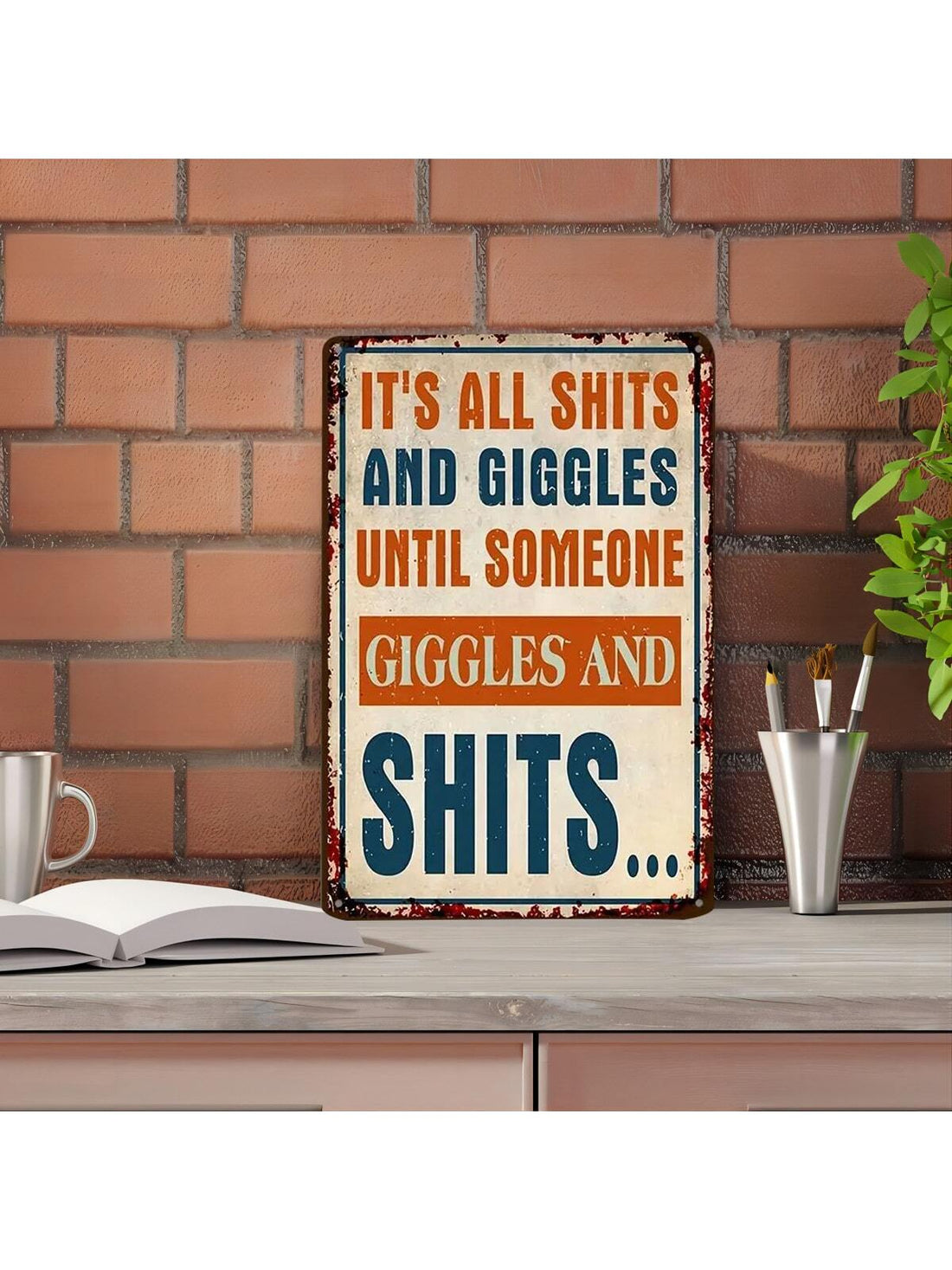 Add a touch of nostalgia to your home or business with Vintage Charm. This retro metal wall sign exudes old-school cool and will give your space a unique and playful vibe. Perfect for adding personality to any room or as a quirky gift for the playful entrepreneur.