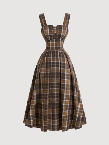 Elevate your fall wardrobe with our Vintage Chic Plaid Slip Dress. This stylish and versatile dress is the perfect addition for the season, and with its classic plaid design, it's also perfect for Halloween festivities. Made with high-quality materials, it's the perfect blend of comfort and style. Order now and stand out with a timeless look.