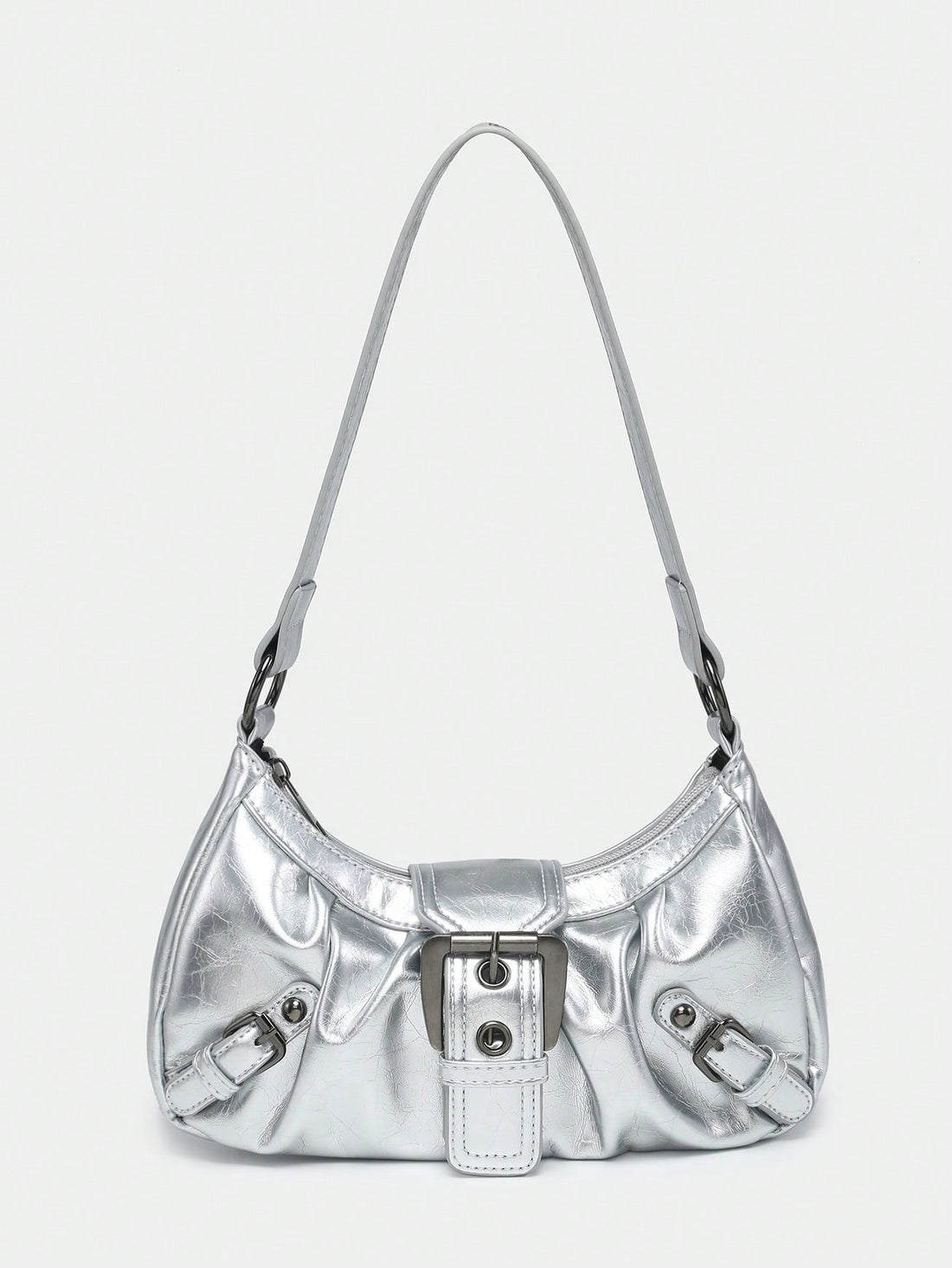 As a product expert in the fashion industry, let me introduce you to our Vintage Chic Leather Motorcycle Bag. Made with distressed leather and detailed with rivet pin buckle decoration, this bag combines style and functionality for an edgy yet practical accessory. 