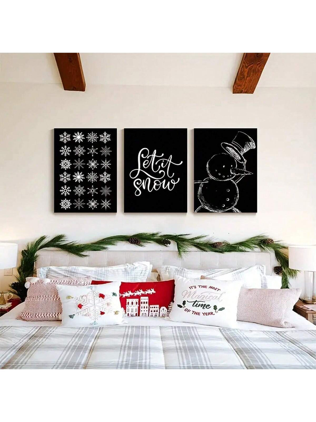 Add a touch of vintage charm to your festive home decor with our 3-piece canvas wall art set. Each piece features a unique Christmas design that will bring joy and nostalgia to any room. Made with high-quality materials, these pieces are a perfect addition to your holiday decorations.