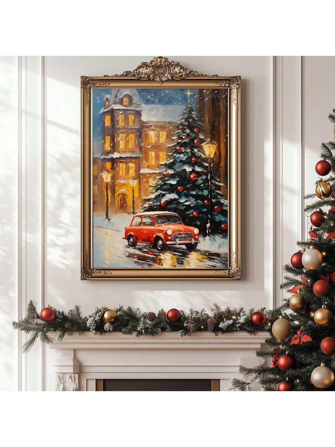Bring nostalgic holiday charm to your walls with this delightful vintage-inspired canvas art. Featuring a classic red car nestled beside a festive Christmas tree, this piece captures the warmth and wonder of traditional seasonal celebrations. Perfect for living rooms, bedrooms, or entryways, it adds a whimsical touch that complements both modern and rustic décor styles. The timeless design celebrates the magic of the holidays year after year, making it an ideal gift for anyone who loves retro aesthetics and