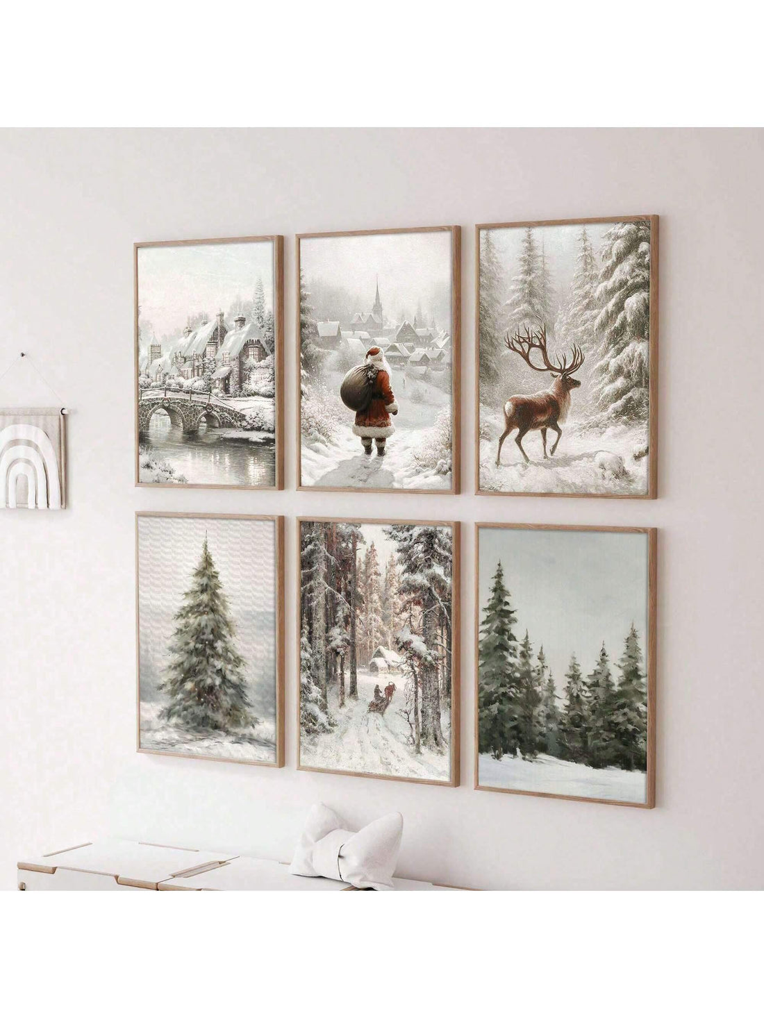 Bring cozy holiday charm to your farmhouse with this Vintage Christmas Tree Wall Art Set. Featuring six moody canvas prints, each piece captures classic Christmas trees with a nostalgic twist. Perfect for adding festive warmth and a touch of vintage magic to your walls, these prints turn any room into a winter wonderland ready for holiday cheer.