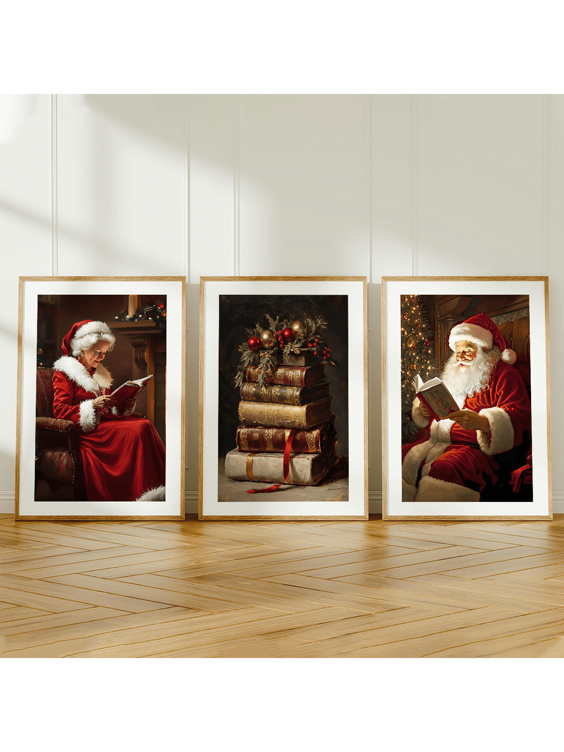 Transform your home into a festive wonderland with this charming vintage Christmas wall art set! Featuring three beautifully crafted canvas prints of Santa and Mrs. Claus, this collection brings nostalgic holiday magic to any room. Each piece captures the warmth and joy of classic Christmas traditions with timeless artwork that complements both modern and traditional décor. Perfect for creating a cozy, merry atmosphere in your living room, bedroom, or entryway. Spread holiday cheer year-round with these del