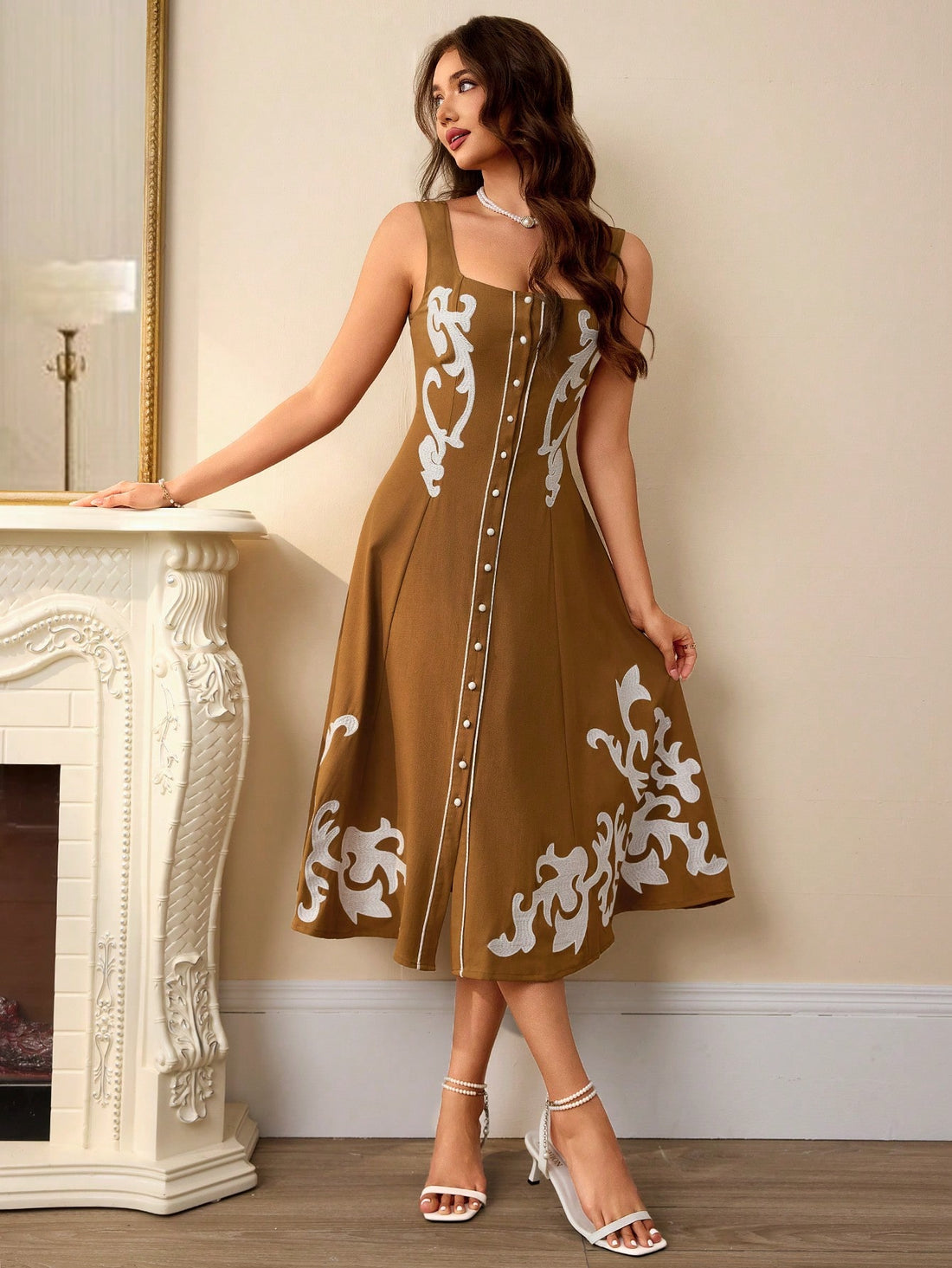 Introducing the Vintage Elegance Colorblock Embroidered Cinched Waist Cami Dress. This stylish dress features a vintage-inspired design with colorblock embroidery and a cinched waist for a flattering silhouette. Perfect for any occasion, this dress exudes elegance and sophistication.