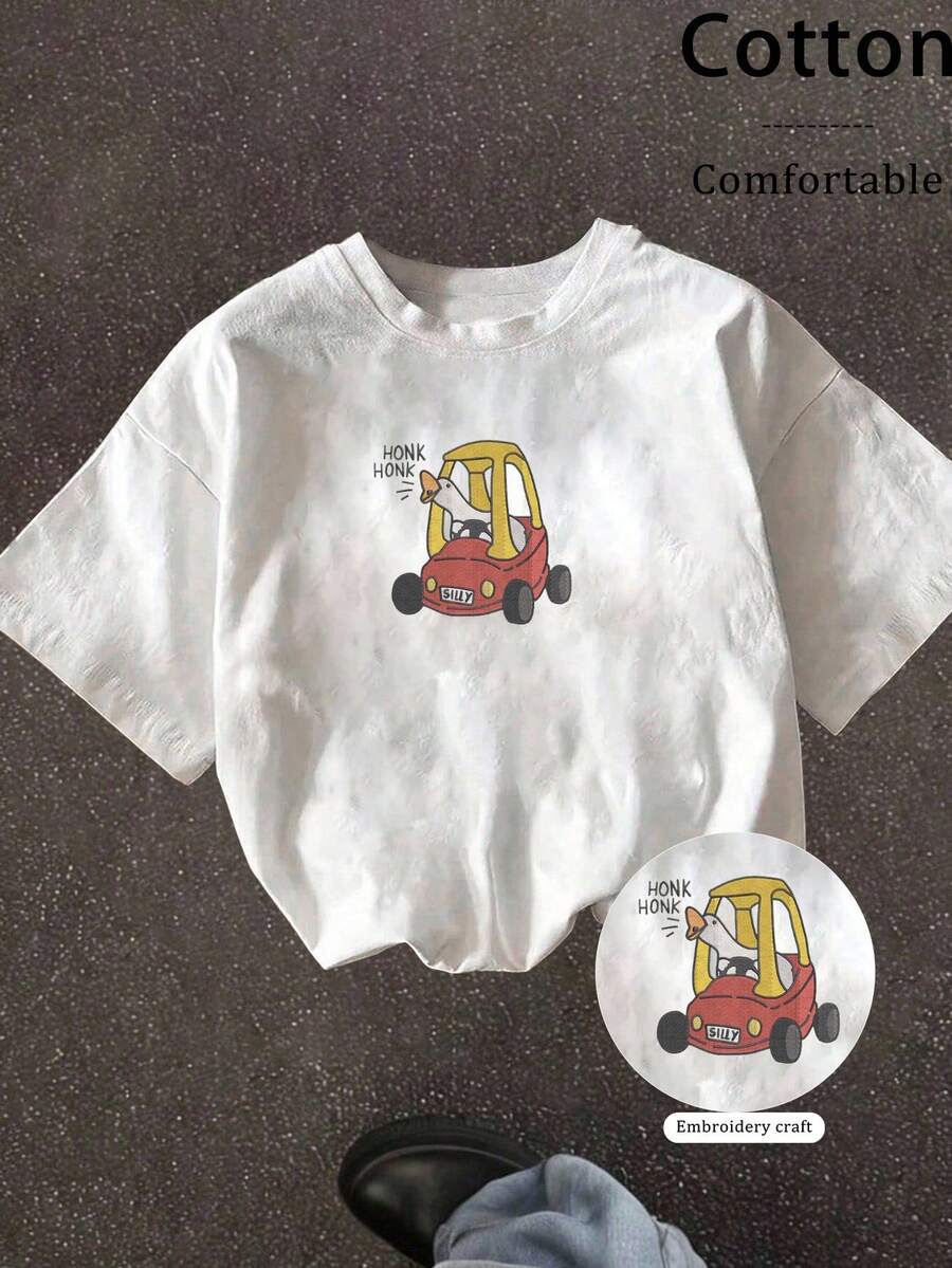 Add some quirky charm to your casual outfits with this Vintage Embroidered Funny Goose Graphic T-Shirt for Women. The playful goose embroidery gives a cheeky nod to vintage style, while the comfortable round neck design makes it perfect for everyday fun. It’s a tee that’s as lighthearted and unique as you are!