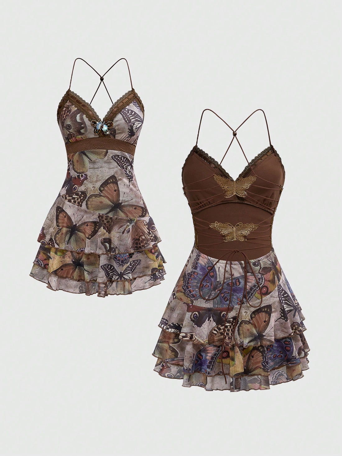 Step into a whimsical world with this Vintage Fairycore Dress, adorned with delicate butterfly prints that flutter with every move. The charming hollow back adds a touch of airy elegance, perfect for dancing through music festivals or sunny days. Light, playful, and effortlessly enchanting, this dress invites you to embrace your inner fairy and make every moment magical.