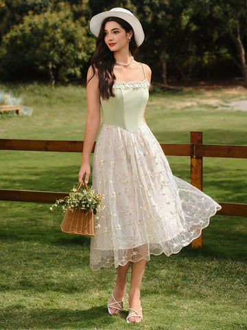 Twirl into summer with our Vintage Floral Embroidery Mesh Long Dress! This whimsical piece combines delicate mesh fabric with charming floral embroidery for a look that's both nostalgic and fresh. Perfect for beach strolls, garden parties, or sunset dinners on vacation. The flowing silhouette keeps you cool while turning heads wherever your adventures take you. Who said elegance can't be fun?