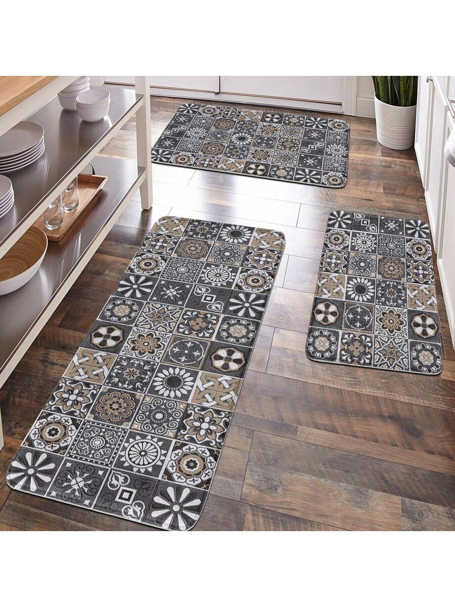 Enhance your bathroom experience with our Vintage Floral & Geometric Plush Bathroom Mat! The stylish design adds a touch of elegance, while the plush material provides anti-fatigue comfort for your feet. Perfect for home and garden use, this mat is a must-have for any bathroom.
