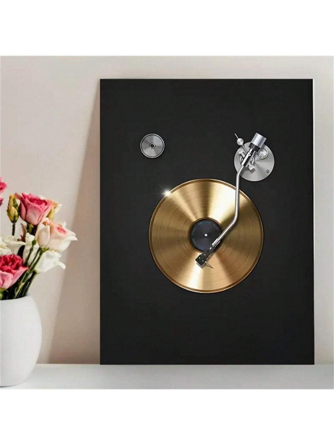 Celebrate your love for music with this Vintage Golden Record Canvas Art Print! Its timeless design adds a playful, retro vibe to any living room, bedroom, or office. Perfect as an unframed gift, this unique wall decor brings a touch of rhythm and style to your space without overwhelming it. Let your walls sing with this charming tribute to classic tunes!